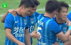 南通支云勝青島紅獅，葉道馳進(jìn)球，小里瓦爾多錯(cuò)失良機(jī)。